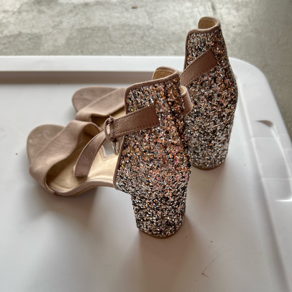 Glitter block heels